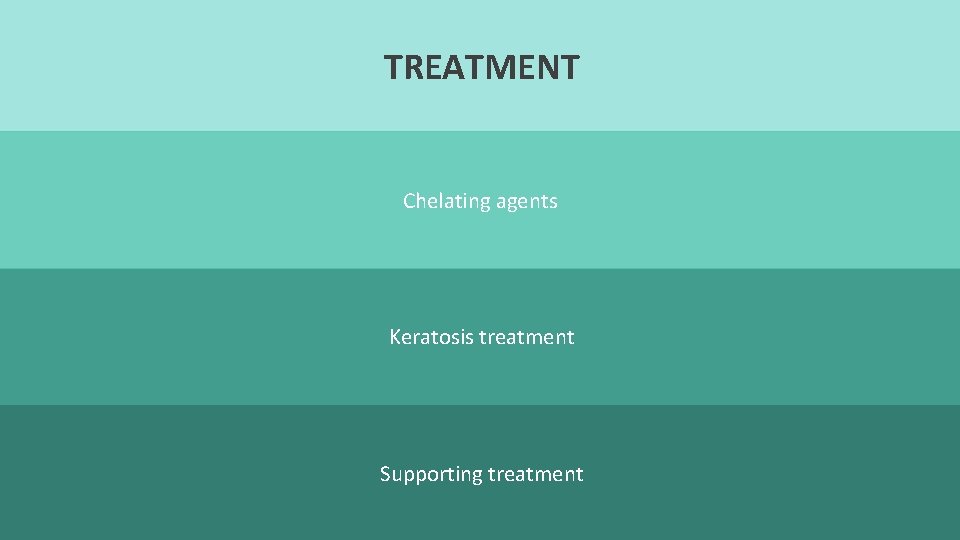 TREATMENT Chelating agents Keratosis treatment Supporting treatment 