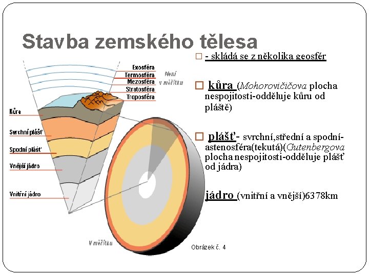 Stavba zemského tělesa � - skládá se z několika geosfér � kůra (Mohorovičičova plocha