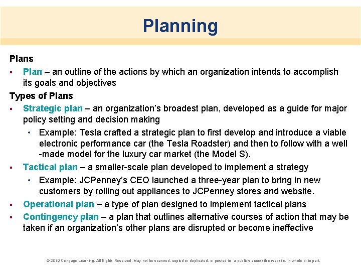 Planning Plans § Plan – an outline of the actions by which an organization