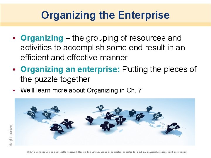 Organizing the Enterprise Organizing – the grouping of resources and activities to accomplish some