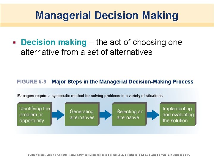 Managerial Decision Making § Decision making – the act of choosing one alternative from