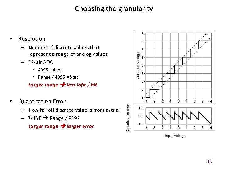 Choosing the granularity • Resolution – Number of discrete values that represent a range