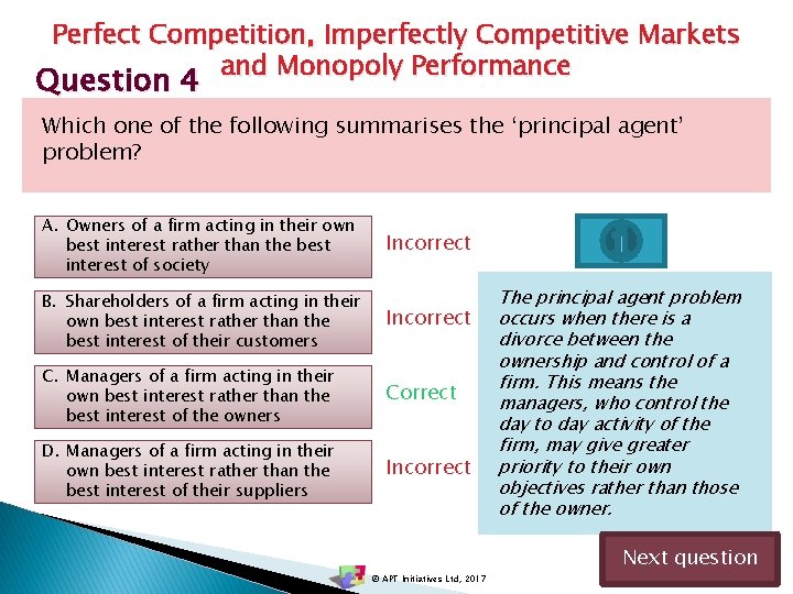 Perfect Competition, Imperfectly Competitive Markets and Monopoly Performance Question 4 Which one of the Perfect Competition, Imperfectly Competitive Markets and Monopoly Performance Question 4 Which one of the