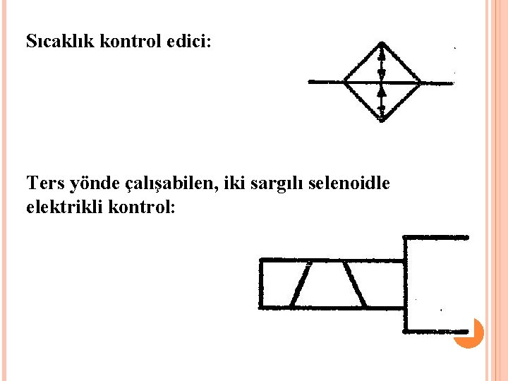 Sıcaklık kontrol edici: Ters yönde çalışabilen, iki sargılı selenoidle elektrikli kontrol: 