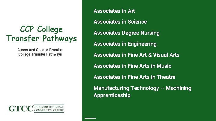 Associates in Art CCP College Transfer Pathways Career and College Promise College Transfer Pathways