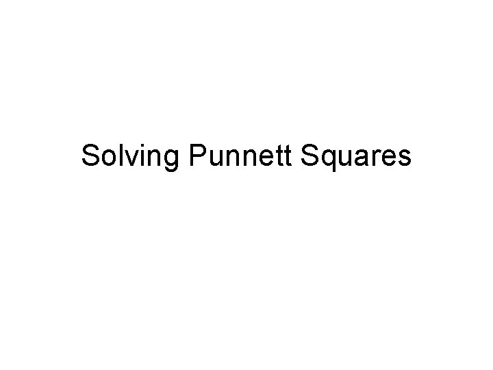 Solving Punnett Squares 