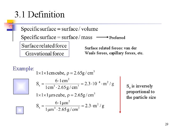 3. 1 Definition Preferred Surface related forces: van der Waals forces, capillary forces, etc.