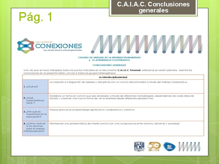 Pág. 1 C. A. I. A. C. Conclusiones generales 