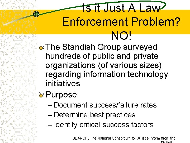 Is it Just A Law Enforcement Problem? NO! The Standish Group surveyed hundreds of