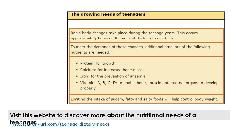 Visit this website to discover more about the nutritional needs of a teenager https:
