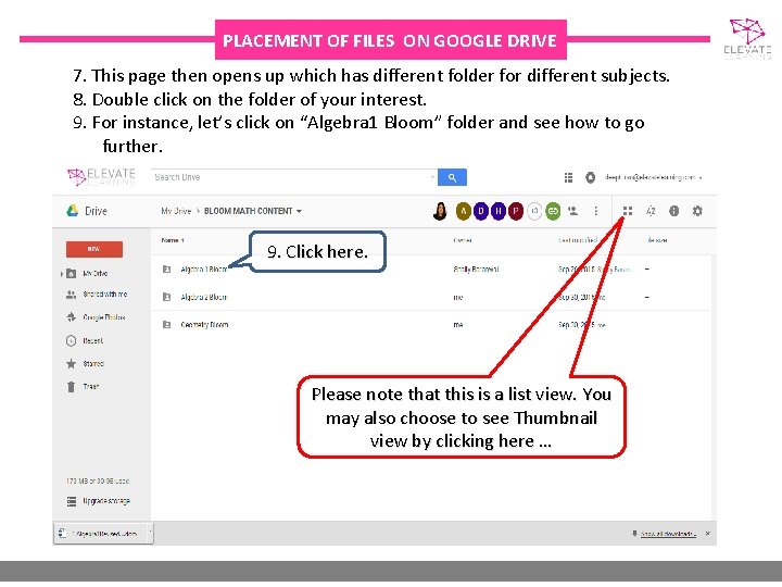 PLACEMENT OF FILES ON GOOGLE DRIVE 7. This page then opens up which has