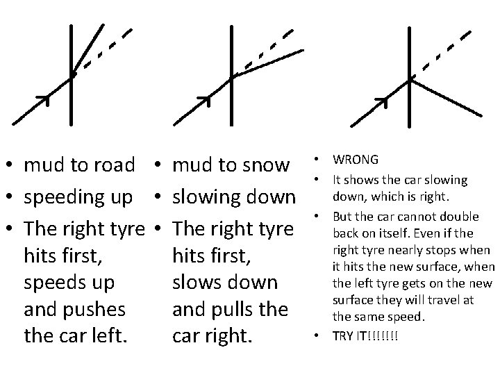  • mud to road • mud to snow • speeding up • slowing
