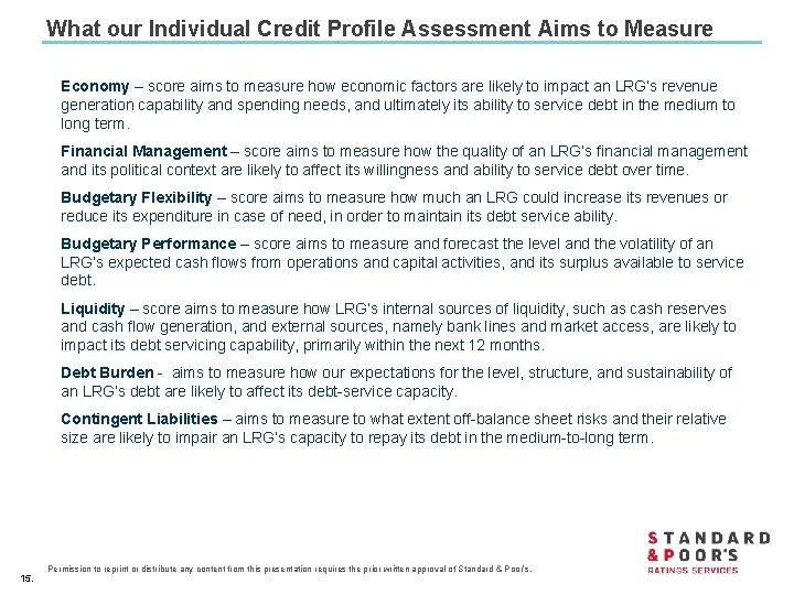 What our Individual Credit Profile Assessment Aims to Measure Economy – score aims to