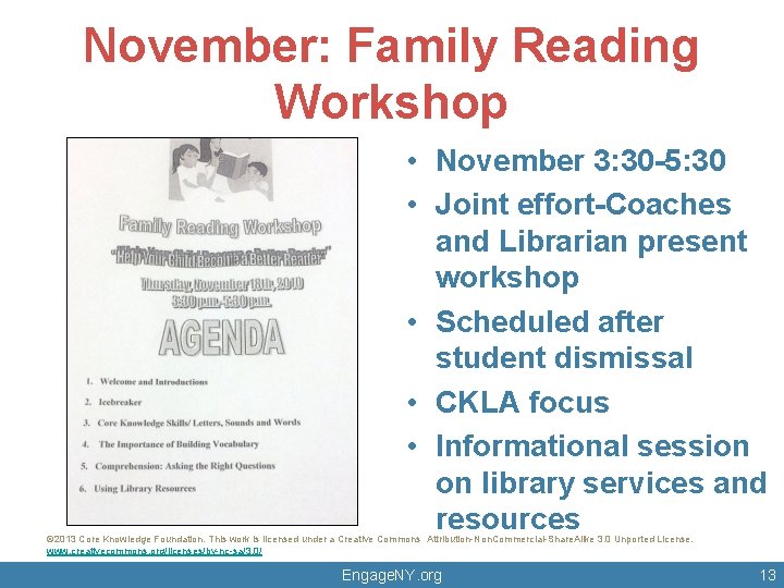 November: Family Reading Workshop • November 3: 30 -5: 30 • Joint effort-Coaches and