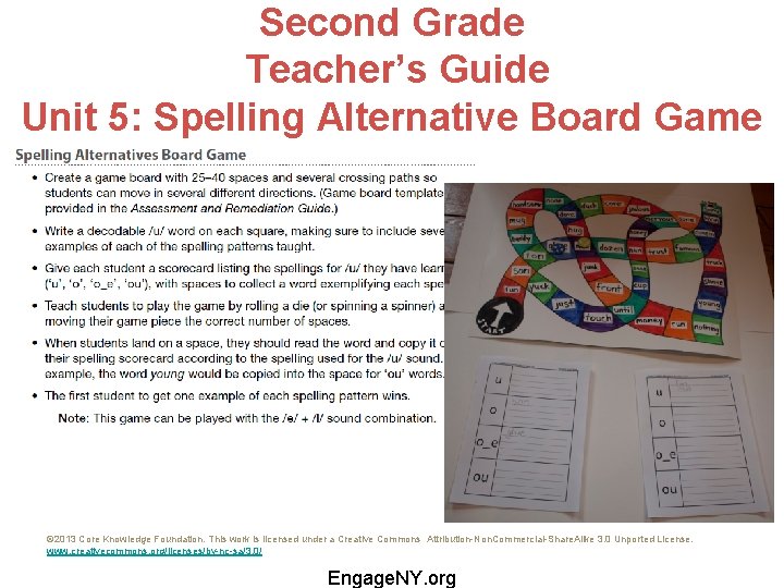 Second Grade Teacher’s Guide Unit 5: Spelling Alternative Board Game © 2013 Core Knowledge