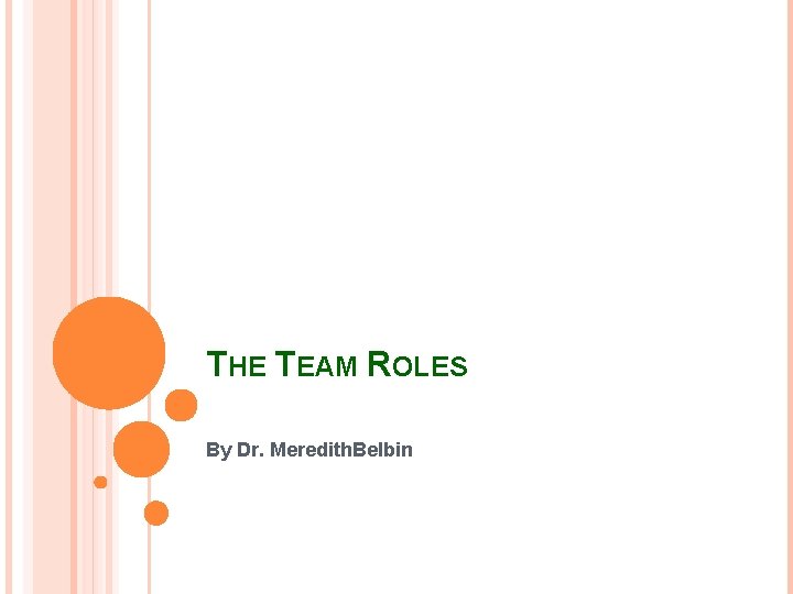 THE TEAM ROLES By Dr. Meredith. Belbin 