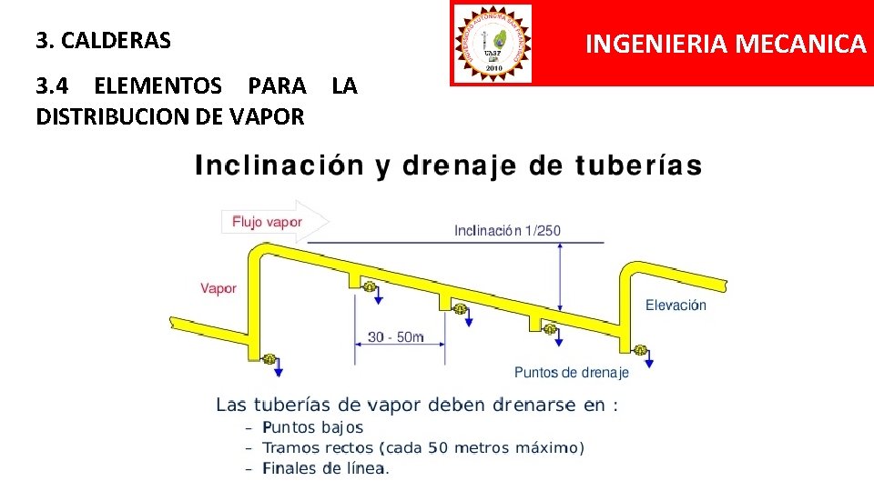 3. CALDERAS 3. 4 ELEMENTOS PARA LA DISTRIBUCION DE VAPOR INGENIERIA MECANICA 