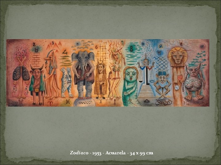 Zodíaco - 1953 - Acuarela - 34 x 99 cm 