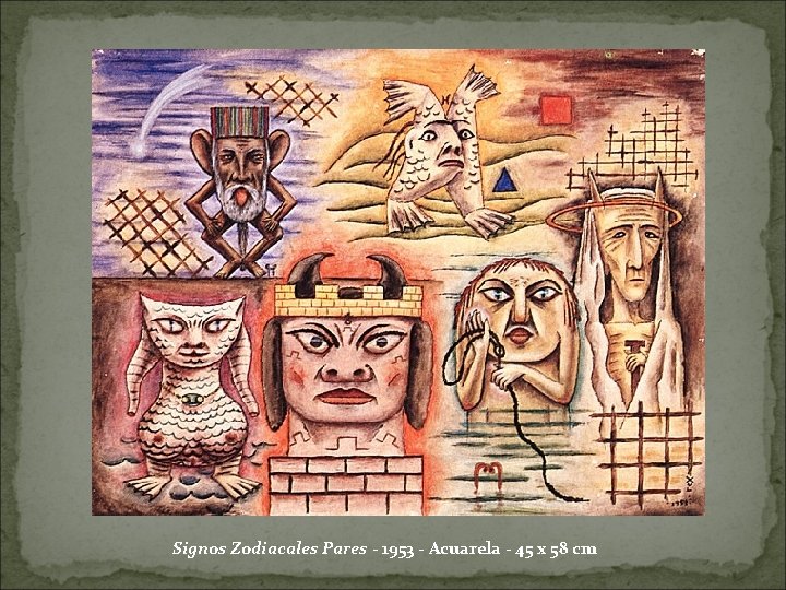 Signos Zodiacales Pares - 1953 - Acuarela - 45 x 58 cm 