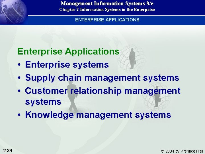 Management Information Systems 8/e Chapter 2 Information Systems in the Enterprise ENTERPRISE APPLICATIONS Enterprise