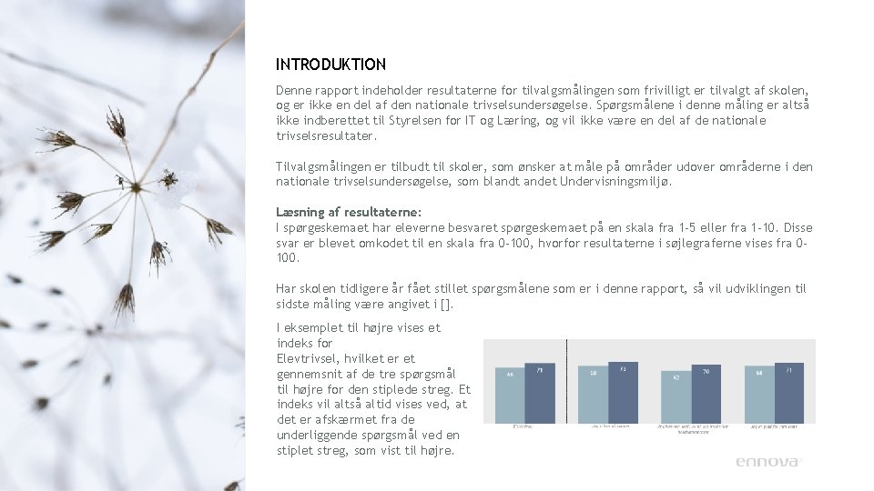 INTRODUKTION Denne rapport indeholder resultaterne for tilvalgsmålingen som frivilligt er tilvalgt af skolen, og