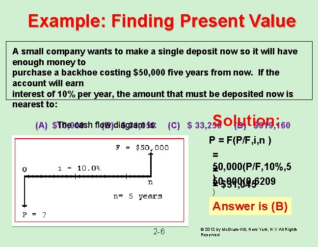 Example: Finding Present Value A small company wants to make a single deposit now Example: Finding Present Value A small company wants to make a single deposit now