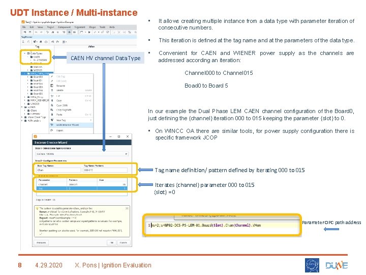 UDT Instance / Multi-instance CAEN HV channel Data Type • It allows creating multiple