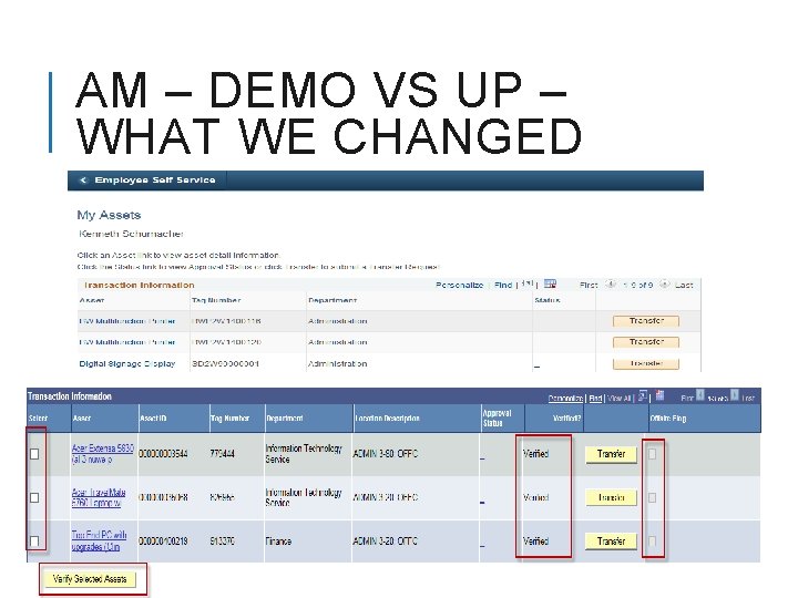 AM – DEMO VS UP – WHAT WE CHANGED 