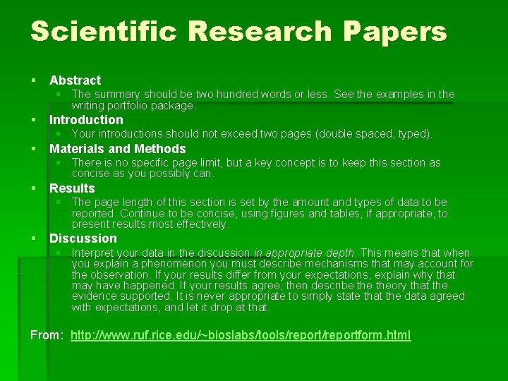 Scientific Research Papers § Abstract § The summary should be two hundred words or