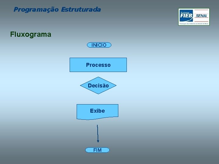 Programação Estruturada Fluxograma INICIO Processo Decisão Exibe FIM 