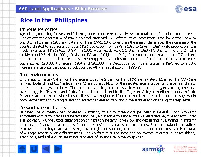 SAR Land Applications - Bilko Exercise Rice in the Philippines Importance of rice Agriculture, SAR Land Applications - Bilko Exercise Rice in the Philippines Importance of rice Agriculture,