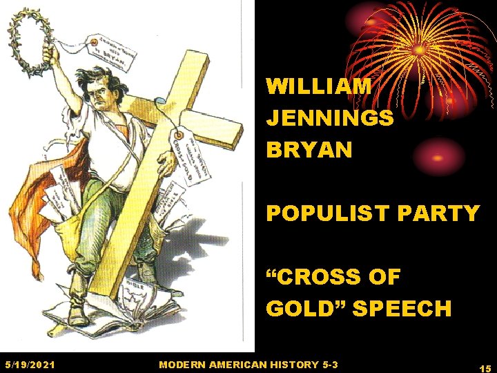 WILLIAM JENNINGS BRYAN POPULIST PARTY “CROSS OF GOLD” SPEECH 5/19/2021 MODERN AMERICAN HISTORY 5