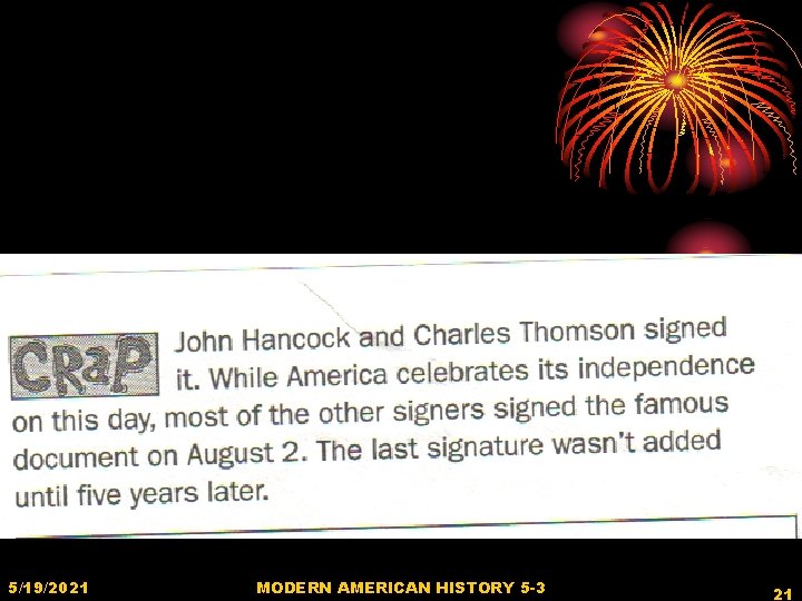 5/19/2021 MODERN AMERICAN HISTORY 5 -3 21 