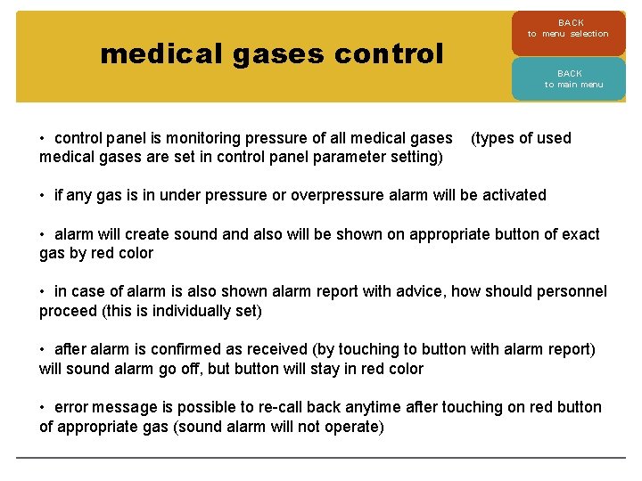 medical gases control • control panel is monitoring pressure of all medical gases are