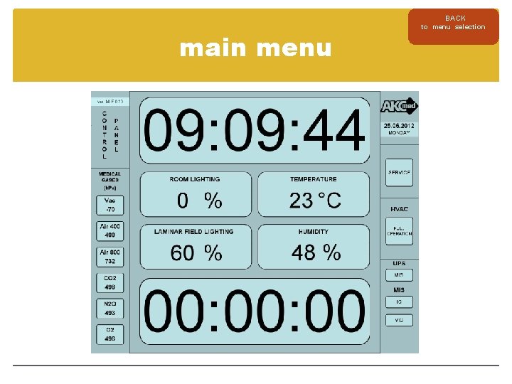 main menu BACK to menu selection 