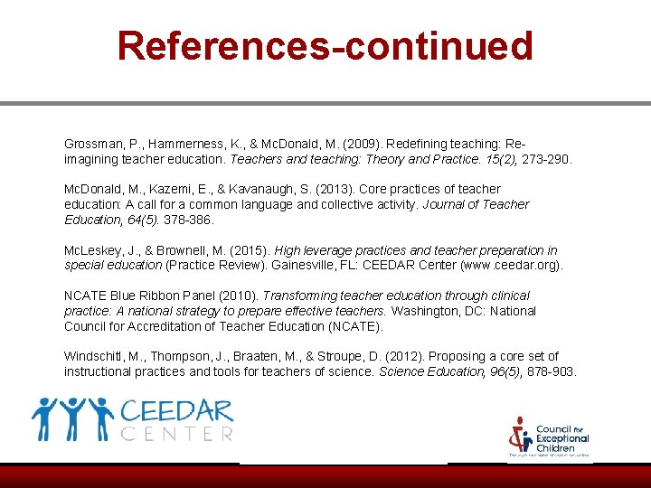 References-continued Grossman, P. , Hammerness, K. , & Mc. Donald, M. (2009). Redefining teaching: References-continued Grossman, P. , Hammerness, K. , & Mc. Donald, M. (2009). Redefining teaching:
