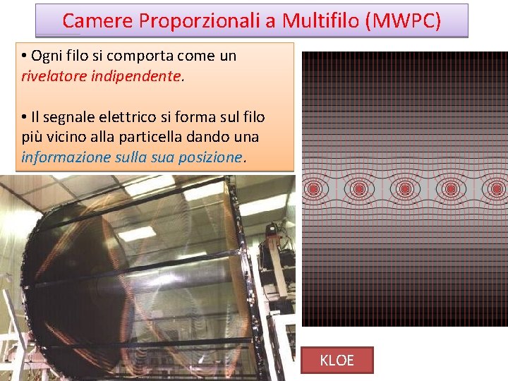 Camere Proporzionali a Multifilo (MWPC) • Ogni filo si comporta come un rivelatore indipendente.