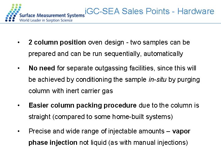 i. GC-SEA Sales Points - Hardware • 2 column position oven design - two