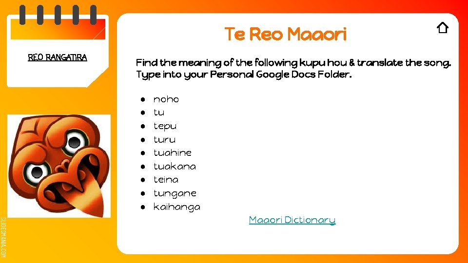 Te Reo Maaori REO RANGATIRA Find the meaning of the following kupu hou &