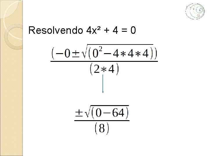 Resolvendo 4 x² + 4 = 0 