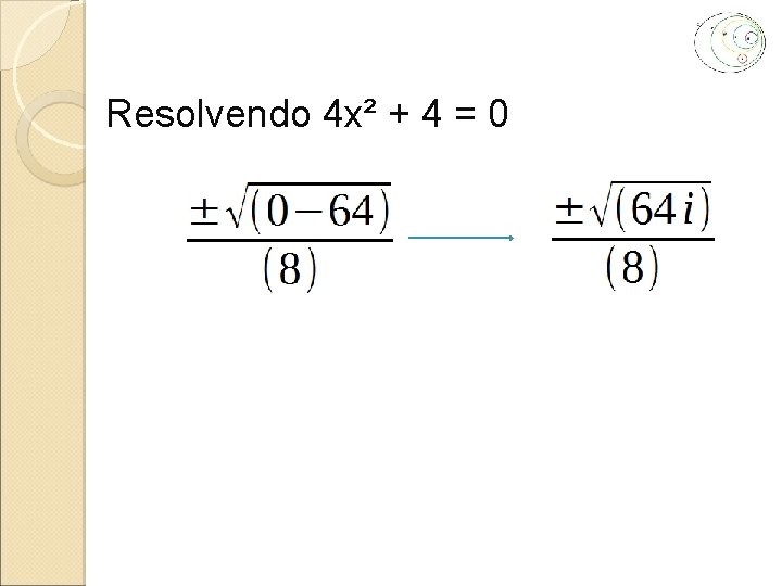 Resolvendo 4 x² + 4 = 0 