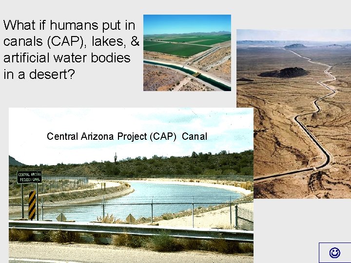 What if humans put in canals (CAP), lakes, & artificial water bodies in a