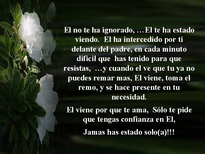 El no te ha ignorado, …El te ha estado viendo. El ha intercedido por