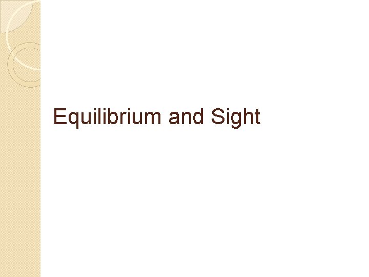 Equilibrium and Sight 