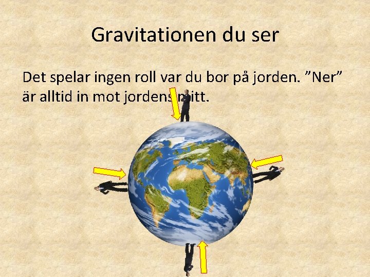 Gravitationen du ser Det spelar ingen roll var du bor på jorden. ”Ner” är Gravitationen du ser Det spelar ingen roll var du bor på jorden. ”Ner” är