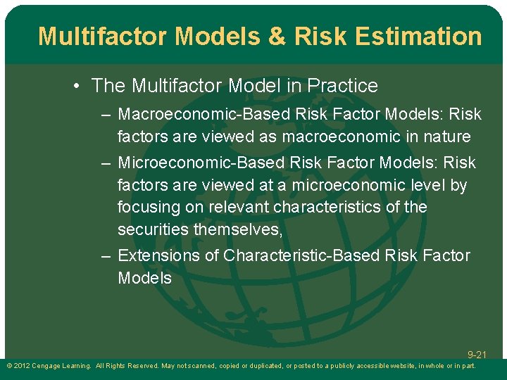 Multifactor Models & Risk Estimation • The Multifactor Model in Practice – Macroeconomic-Based Risk