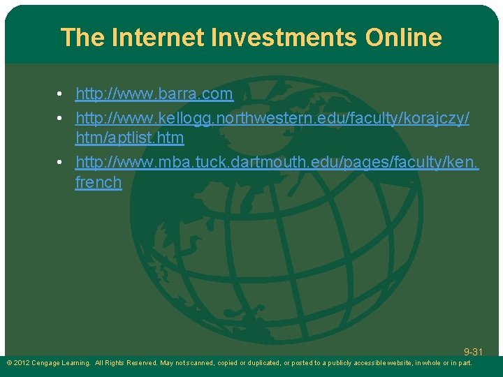 The Internet Investments Online • http: //www. barra. com • http: //www. kellogg. northwestern. The Internet Investments Online • http: //www. barra. com • http: //www. kellogg. northwestern.