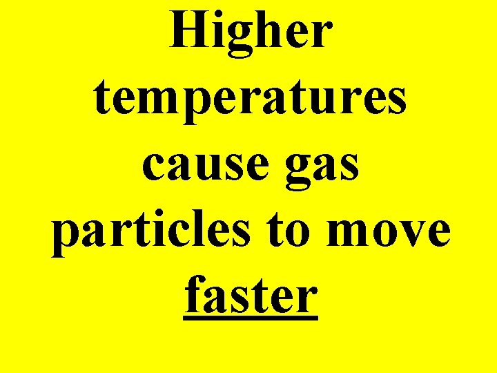 Higher temperatures cause gas particles to move faster 