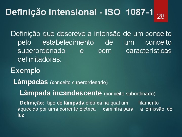 Definição intensional - ISO 1087 -1 28 Definição que descreve a intensão de um