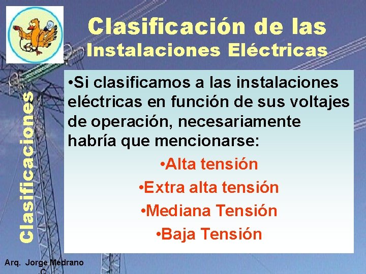 Clasificación de las Clasificaciones Instalaciones Eléctricas • Si clasificamos a las instalaciones eléctricas en Clasificación de las Clasificaciones Instalaciones Eléctricas • Si clasificamos a las instalaciones eléctricas en